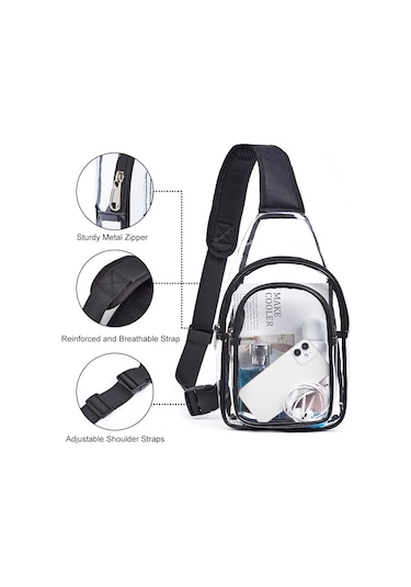 Dofolink Pvc Şeffaf Tek Omuz Çanta - Spor, Seyahat Ve Güvenlik İçin Su Geçirmez, Ayarlanabilir Askılı Tasarım Çok Renkli