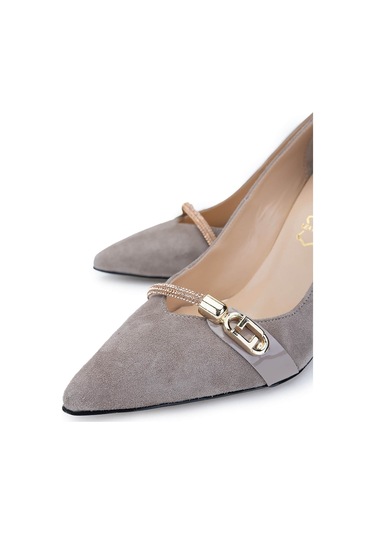 Tamer Tanca Kadın Hakiki Deri Vizon Süet Topuklu Ayakkabı 22 5070 Bn Ayk Sk24-25 Vızon Suet Vizon Süet