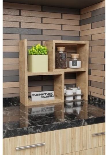 Tezgah Üstü Ayarlı Modüler Puzzle Baharatlık Rafı Atlantik Çam