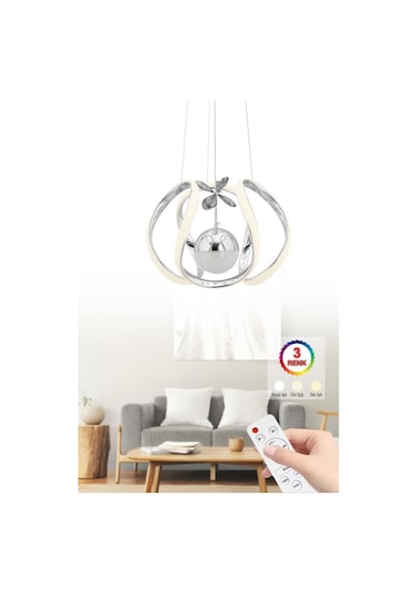 İstanbul Avize Bigiee Ledli Kumandalı Üç Renk Gümüş Lüx Modern Led Avize