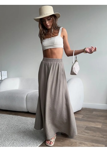 Shatılova M.v. Lastikli Uzun Yazlık Etek 404420548 Bej