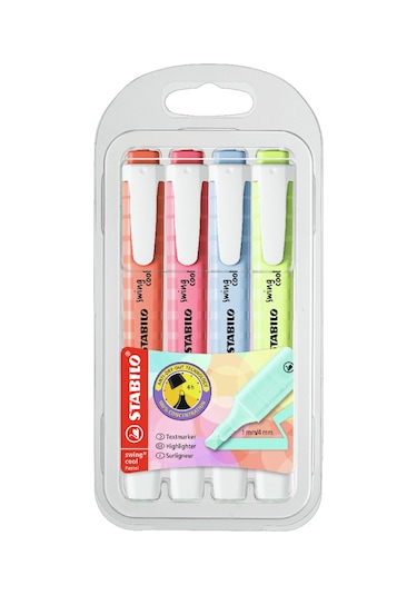 Stabilo Swing Cool Pastel Fosforlu Kalem 4Lü Paket 275-4-08-1 Çok Renkli