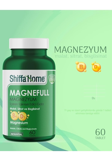 Aksu Vital Shiffa Home Magnefull Magnezyum İçeren Takviye Edici Gıda 60 Tablet