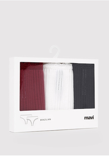 Mavi - 3lü Klasik Külot 1913819-32205 Bordo
