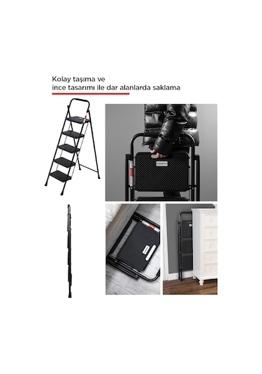 5 Basamak Siyah Merdiven Geniş Basamaklı Eurotower, Et5