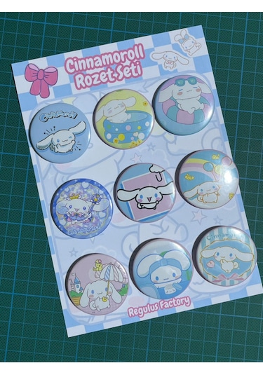 Cinnamoroll Karakterleri Rozet Seti 9 Adet 44mm