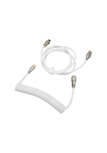 Springsun Mekanik Klavye İçin Çift Kılıflı Usb-c To Usb-a Kablosu, Hızlı Şarj Ve Geniş Uyumlu, Gömülü Metal Pilota Ve Kilitleme Yüzüğü - Beyaz