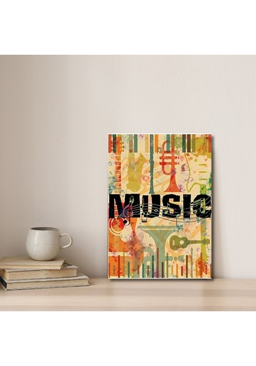 Vintage Müzik Esintisi Dekoratif Mdf Poster