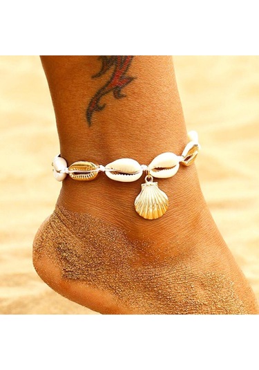 Brezza Lusso Jewelry Vintage Style Doğal Deniz Kabuğu Bayan Ayak Halhal Çok Renkli