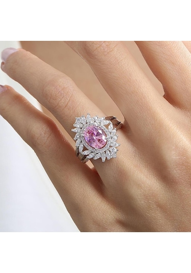 Mia Vento Effective Diamond Venedik Dansı Pink Taşlı Gümüş Yüzük