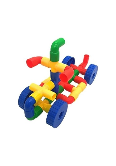 King Kids Eğitici Öğretici Tekerlekli Boru 72 Parça Dirsek