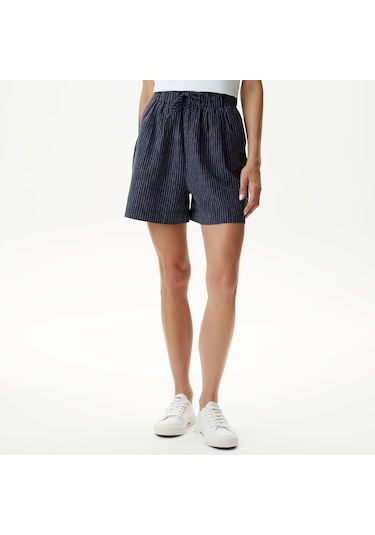 Nautica Kadın Lacivert Relaxed Fit Çizgili Şort Çizgili 45b163t Lacivert