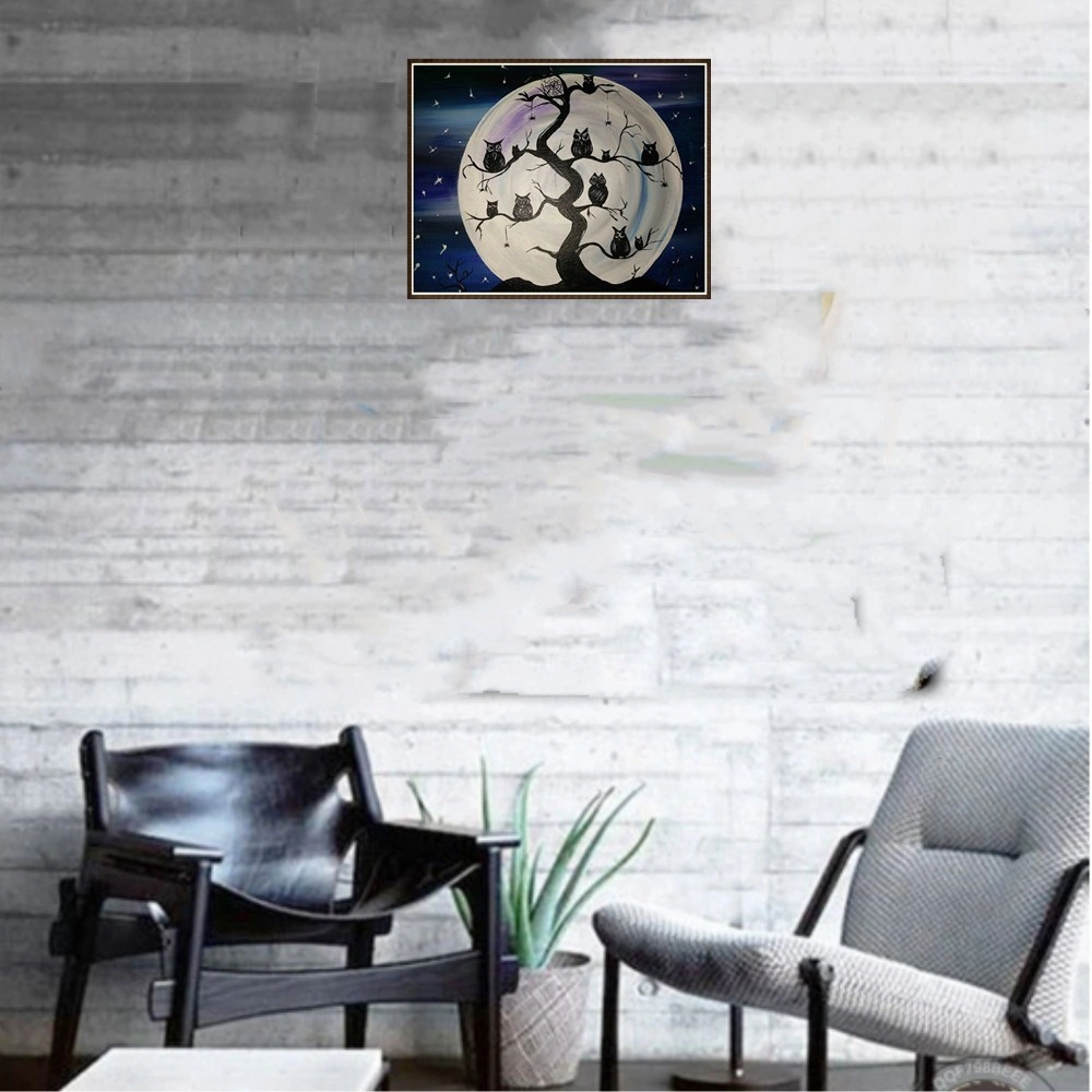 Hombey 5d Tam Taşlı Diamond Painting Dıy Seti - Ağaç Desenli 30x25cm Duvar Dekoru - Göz Koruyucu Teknolojiyle Ev Dekorasyonu Gümüş