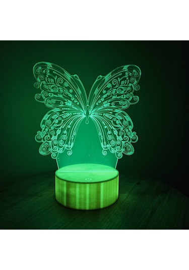 Kelebek Figürlü 3d Led Gece Lambası Rgb Renk Değiştiren Dekorat