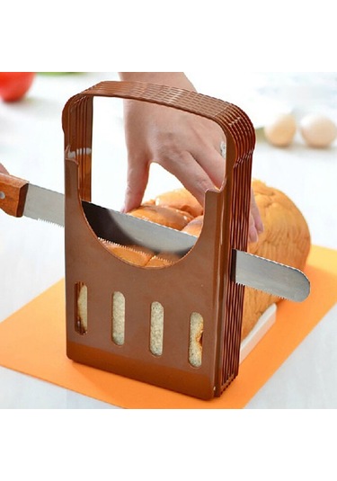 Sones Ev Pişirme Aracı Ekmek Somun Tost Mutfak Dilimleyici Kesici Kahverengi
