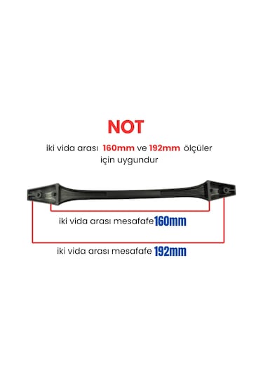 4 Adet İnci Mat Siyah Metal Mobilya Kulpu 160mm - 192mm Mat Siyah