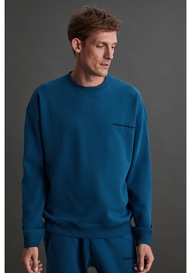 Marshall Erkek Pamuklu Içi Polarlı Nakışlı Relaxed Petrol Yeşili Eşofman Takımı