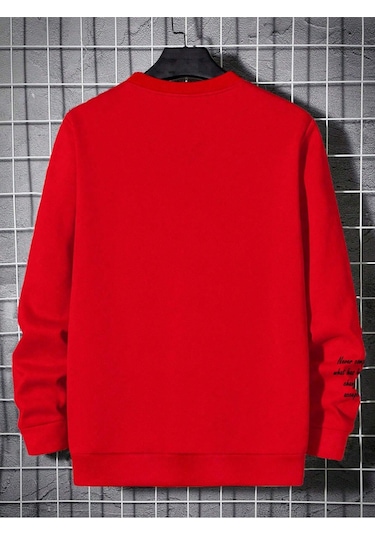 Startmore Kırmızı Unisex Kadın/erkek Never Renkli Oversize Bisiklet Yaka Pamuklu