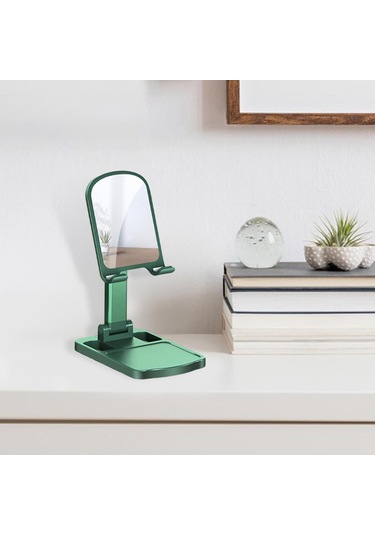 Homyl Katlanabilir Telefon Tutucu Masaüstü Braketi Ayna-yeşili