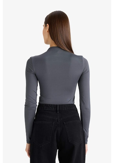 Defacto Yarım Balıkçı Yaka Uzun Kollu Çıtçıtlı Body F9242ax25auar58 Antrasit