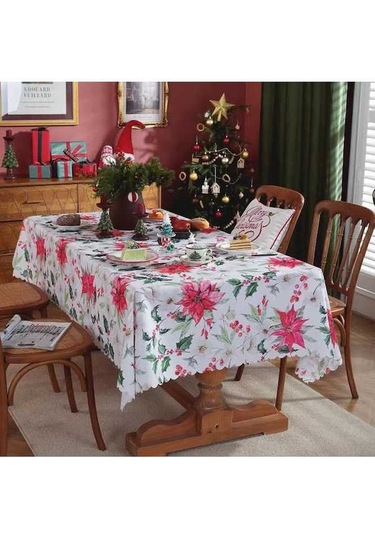 Novahub Yeni Ve Su Örtüsü Oniki Noel Masa Kaymaz Kare Geçirmez, Dikdörtgen Dayanıklı Aşınmaya Zb Beyaz