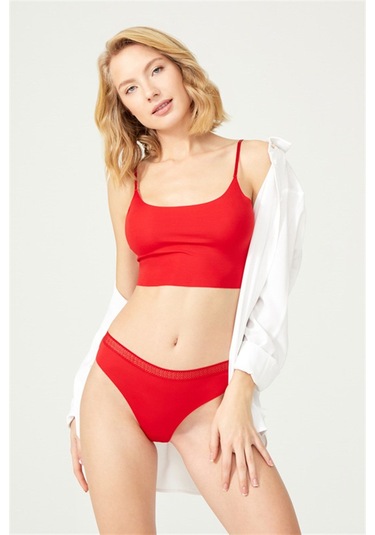 Basic Lazer Kesim File Lastikli Brezilya Külot 7'li Paket Renkli-6 Çok Renkli