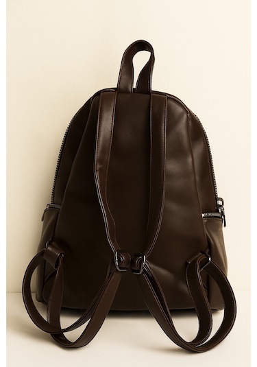 Newish Polo Donna Model Sırt Çantası-yıkama Suni Deri Koyu Kahverengi