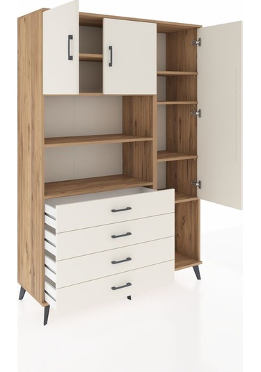 Hyperion Dolap 8 Raflı 4 Çekmeceli 3 Kapaklı 132x44x195 Çam-a... Çam