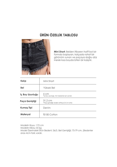 Itsbasic Kadın Koyu Füme 2s6-1 Mini Boy Denim Şort