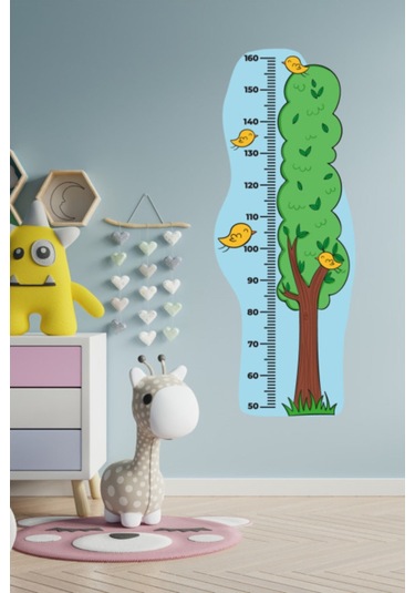 Çocuk Odası Ağaç Temalı Boy Ölçüm Cetveli Duvar Sticker