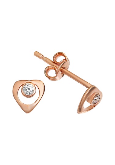 Argentum Concept - Zirkon Taşlı Gümüş Kalp Küpe - K082401