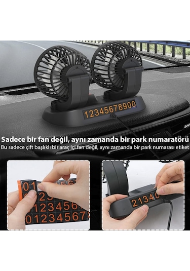 Çift Başlıklı Araba Ofis Ev İçin Vantilatör Fan 360 Derece Hareketli Serinletici Fan