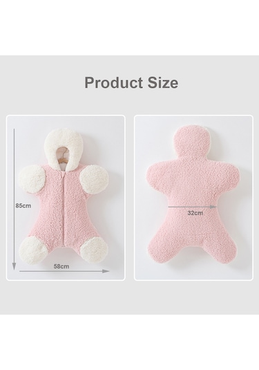 Moveevo A711 Bebek Sonbahar Ve Kış Kalın Kuzu Derisi Bacak Uyku Tulumu Çift Fermuarlı Tasarım Kapşonlu Pembe Pembe