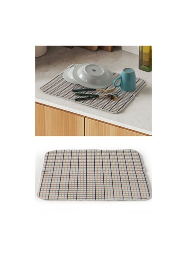 Bulaşık Kurutma Örtüsü, Bulaşıklık, Tezgah Üstü Bulaşık Matı, Süper Emici Mutfak Matı, Ekoseli Desen Çok Renkli