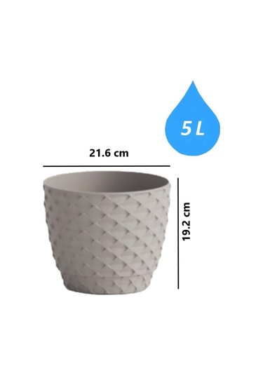 Omnipazar So-kap4 Kapadokya Dekoratif Plastik Saksı 5 Litre No 4 Kirli Beyaz 113
