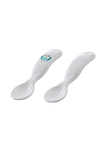 Mamajoo Ergonomik Beslenme Kaşık Seti Beyaz & Baykuş, 6 Ay+ İkili