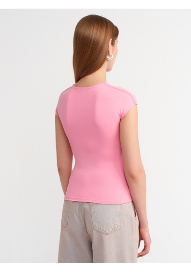 Dilvin Poliamid T-shirt Pembe