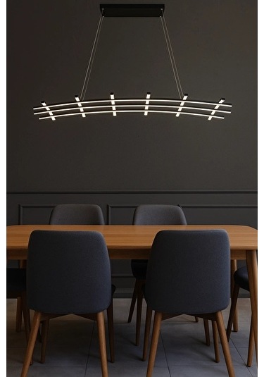 Soop Izgara Led Avize Sarkıt Avize 120x40 Cm 108 Watt Siyah