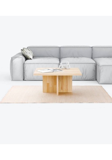 Ela Wood Working Masif Ağaç Kare Orta Sehpa 80 X 80 X 40 Naturel