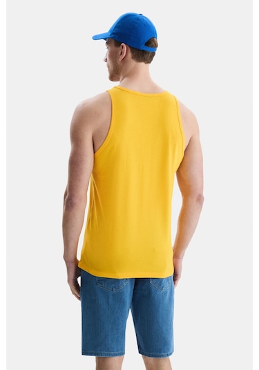Ucla Pebble Sarı Sıfır Kol Baskılı Oversize Erkek Tshirt Sarı