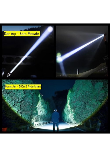 Valkyrie Şarjlı El Feneri 5400mah 30w 9 Mod Powerbank Özellikli 6km Aydınlatma Siyah