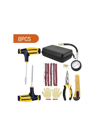 8 Adet / Takım Araba Lastik Delinme Tamir Kiti Lastik Basınç Göstergesi Pense Aracı Saklama Kutusu İle