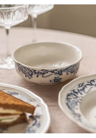 Roomi 480 Ml Derin Seramik Tabak, Vintage Salata Kasesi 202452400 Beyaz