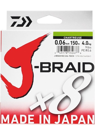 Daiwa Jbraid 8b Chartreuse 150m 0.10 Mm İp Misina