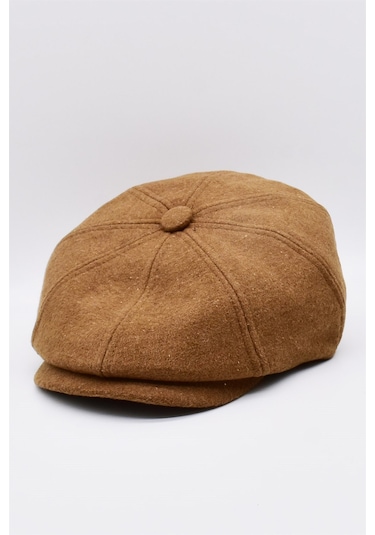 İtalyan Kasket Erkek Şapka Kaşmir Yün Kep-Camel