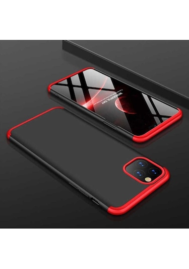Apple Uyumlu iPhone 11 Pro Max Kılıf Zore Ays Kapak Siyah-Kırmızı