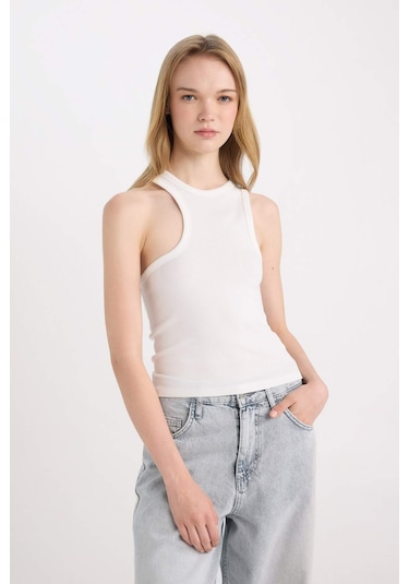 DeFacto Fitted Asimetrik Fitilli Kaşkorse Atlet C7659AX24SMWT32