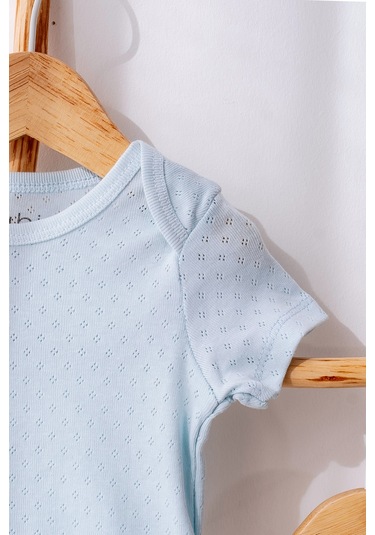 Lilabio %100 Organik Pamuk 3'lü Jakarlı Kısa Kollu Bebek Body Seti Çok Renkli