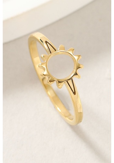 Chavin Çelik Gold Güneş Model Bayan Yüzük Ev35sr 001