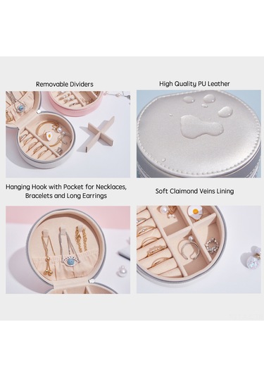 Gajeena Şık Pu Deri Takı Kutusu: Taşınabilir Ve Geniş Kapasiteli Takı Organizasyonu Pembe